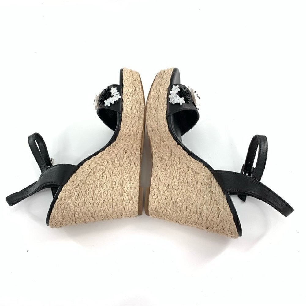Michael Michael kors sandals 5 35 Jill black white leather platform Espadrilles - Picture 11 of 14